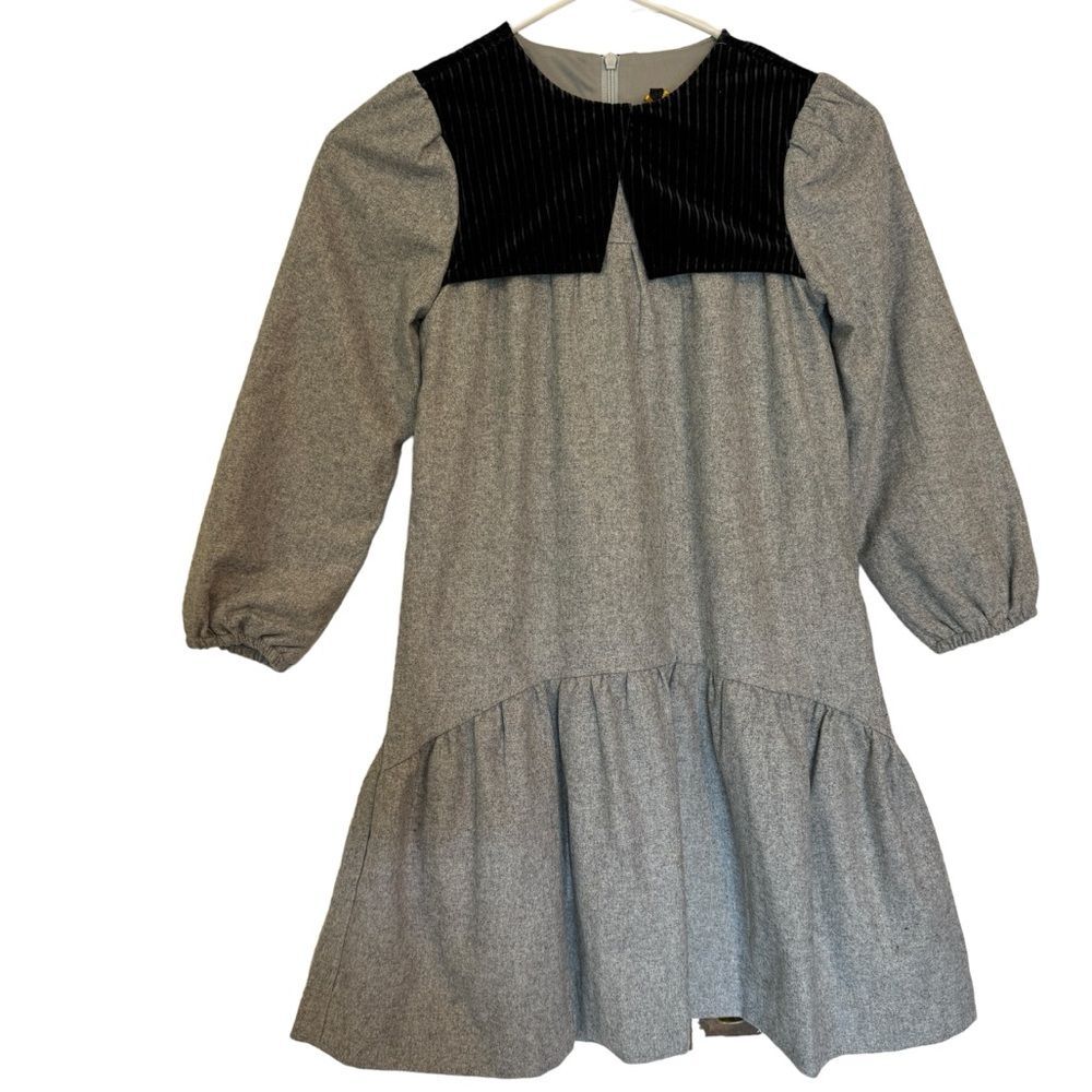 NWT Kidichic Girls Heather Gray Chesterfield Collar Wool blend Dress, Size 8